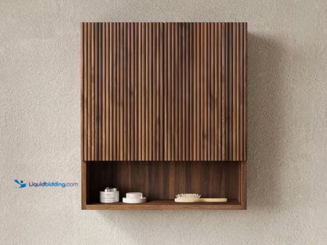Lot 49-2000962 - Seafuloy Dark Walnut 29 in. H Storage Cabinet with Doors and Shelf, for Over The Toilet Bathroom Kit...
