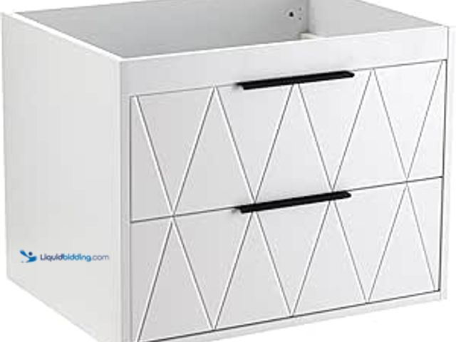 Lot 49-5407604 - UEV Hanging Wash Basin Cabinet 60 cm Wide, Vanity Unit with 2 Drawers, Bathroom Furniture for Guest ...