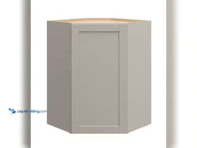 Lot 49-2005737 - Hampton Bay Westfield Dusk Gray Shaker Stock Assembled Corner Wall Kitchen Cabinet (24 in. W x 12 in...