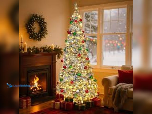 Lot 49-5461438 - Lookfly 7.5FT Pop-Up Artificial Christmas Tree with 450LED Lights,White Prelit Christmas Tree with F...
