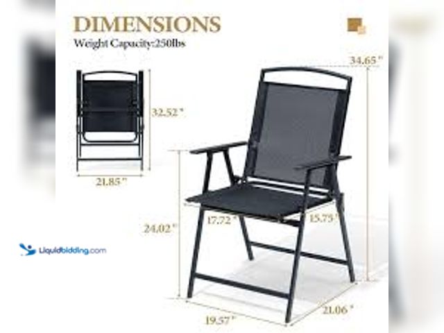 Lot 49-5553533 - 1 Crestlive Products Folding Patio Chair, Portable Dining Chairs with Armrest, Outdoor Folding Chair...