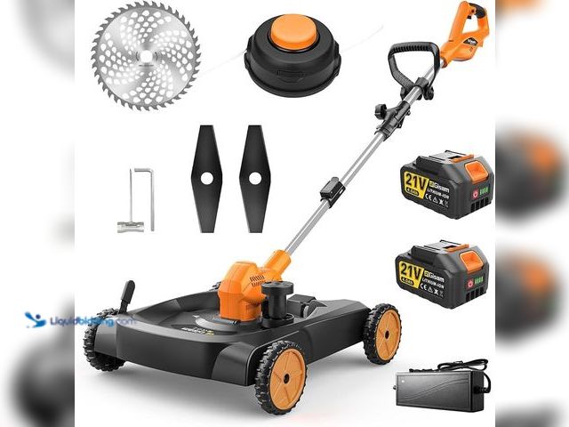 Lot 49-5543274 - 18.9'' Cordless Lawn Mower. String trimmer and wheeled edger 3 in 1 combo. Used with battery and att...