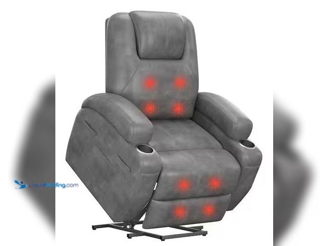 Lot 49-3539075 - LACOO
Gray Leather Power Lift Standard (No Motion) Recliner with Power Lift Internet # 320210273
M...