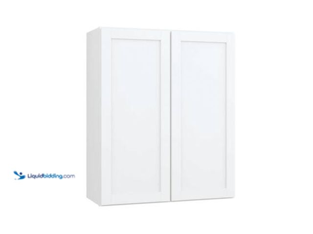 Lot 49-5549767 - Hampton Bay Courtland 30 in. W x 12 in. D x 36 in. H Assembled Shaker Wall Kitchen Cabinet in Polar ...