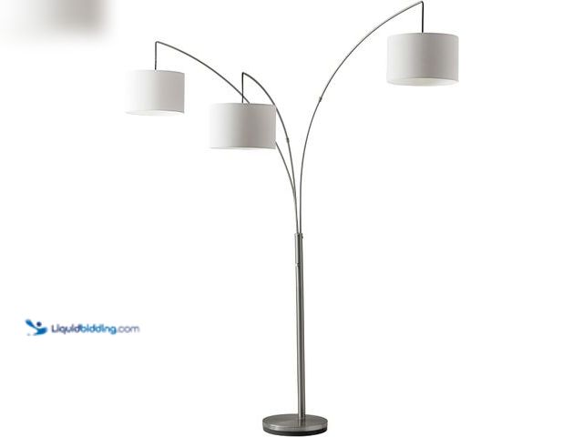 Lot 49-3564555 - Adesso Arc Floor Lamp with 3 Movable Shades & Dimmable Brightness - Perfect Lighting for Bedroom, Li...