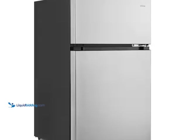 Lot 49-1578142 - Vissani 3.1 cu. ft. 2-Door Mini Refrigerator in Stainless, Model # HVDR31GSE, Used, Works, Powers on...