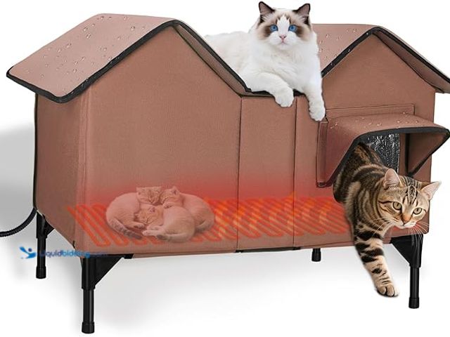 Lot 49-3482650 - Extra Large Heated Cat House for Outside in Winter, Elevated Heated Outdoor Cat House Weatherproof w...