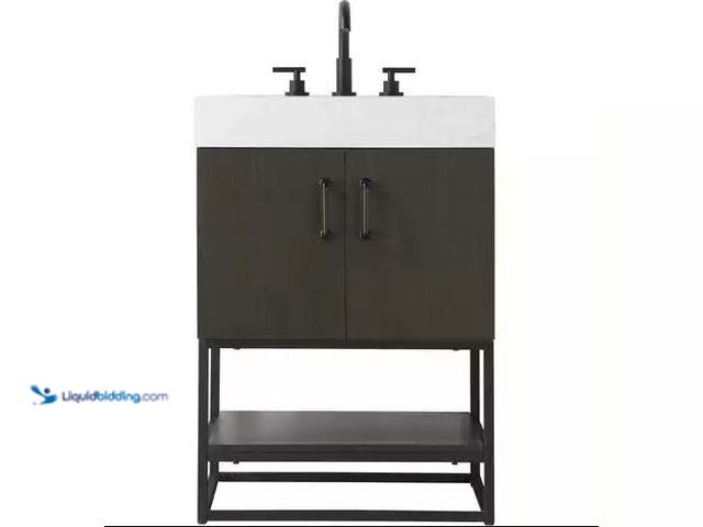 Lot 49-5520761 - Caroline 24 X 34 inch Mocha Brown Bathroom Vanity Cabinet, Unused