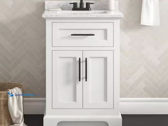 Lot 49-1601138 - Home Decorators Collection Doveton 24 in. Single Sink Freestanding White Bath Vanity with White Engi...