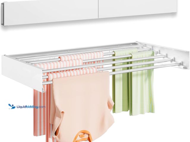 Lot 49-5448632 - Wall Mounted Clothes Drying Rack 40 inches, Foldable Wall Mount Laundry Rack Folding Indoor, Drying ...