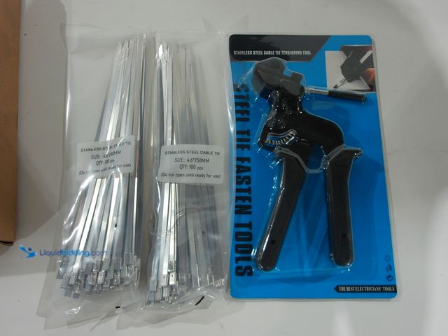 Lot 49-2001311 - The Best Electricians Tools Stainless Steel Cable Tie Tensioning Tool with (200) Cable Ties, Precise...