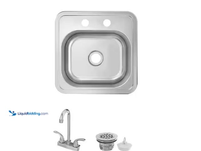 Lot 49-5551850 - Glacier Bay
15 in. Drop-In Single Bowl 20-Gauge Stainless Steel Kitchen Sink with Faucet, Factory S...