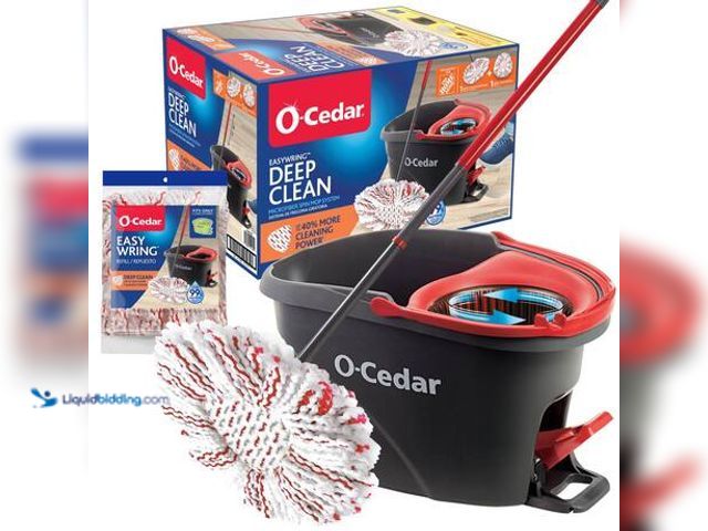 Lot 49-5553488 - O-Cedar EasyWring Deep Clean Microfiber Spin Mop w/ Bucket System, 1 Machine Washable Mop Head Refil...