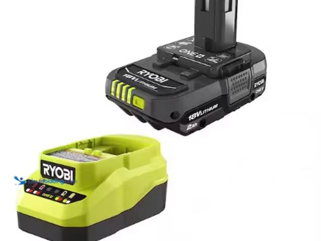 Lot 49-3631049 - RYOBI ONE+ 18V Lithium-Ion 2.0 Ah Compact Battery and Charger Starter Kit, Model # PSK005, Unused, P...