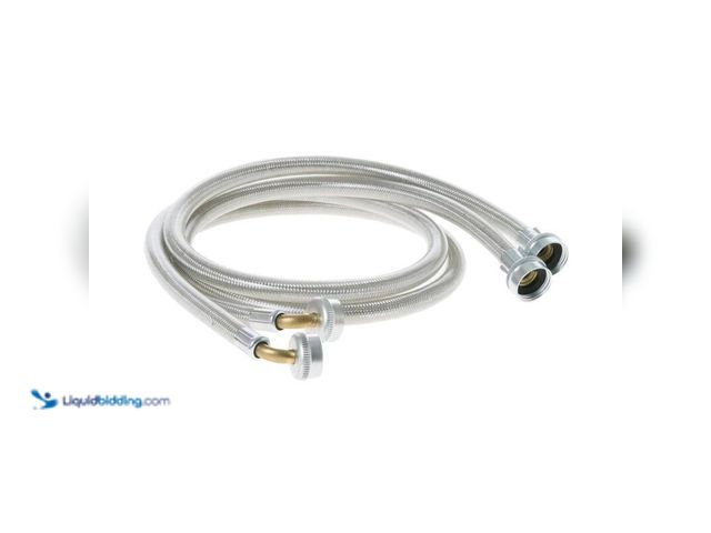 Lot 49-5406758 - GE 4 ft. Universal Stainless Steel Washer Hoses with 90 degree Elbow (2-Pack), Model # PM14X10008, U...