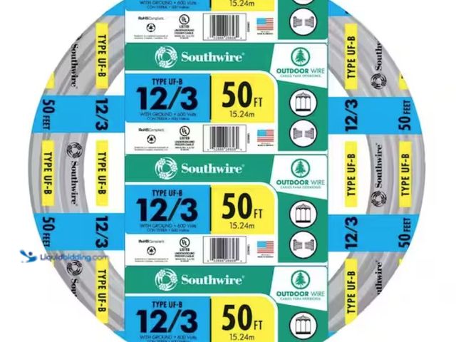 Lot 49-2001557 - Southwire 50 ft. 12/3 Gray Solid CU UF-B W/G Wire, Model # 13058322, Unused.   Ref#BIN0528