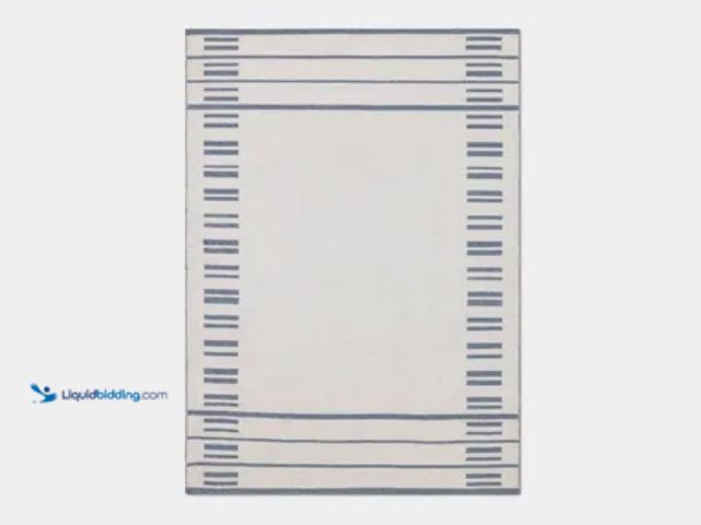 Lot 49-5552732 - Threshold Broken Striped Woven Area Rug, 5' x 7' - Cream/Blue. Unused. Slightly dirty from shipping.