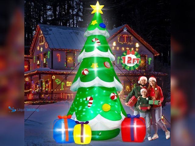 Lot 49-3472581 - 12FT Christmas Tree Inflatables, Giant Blow Up Christmas Tree with Gift Boxes, Lighted Ornaments Mod...