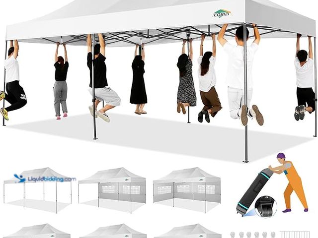 Lot 49-5452027 - COBIZI 10x20 Heavy Duty Pop up Canopy Tent with 6 sidewalls Easy Up Commercial Outdoor Wedding Party...