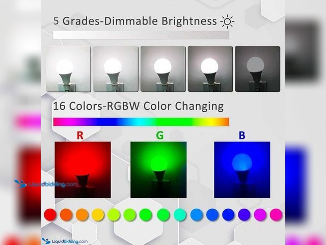 Lot 49-5388230 - Color Changing LED 12W E26 Light Bulb with Remote - NEW - RGB/Daylight White - This light bulb combi...