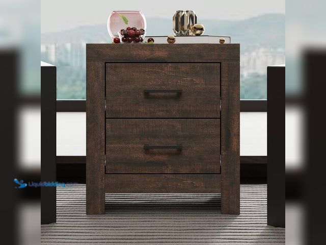 Lot 49-2021721 - FUFU&GAGA 2-Drawer Wood Grain Nightstands Side Table in Brown, 17.7 in. W x 15.7 in. D x 19.7 in. H....