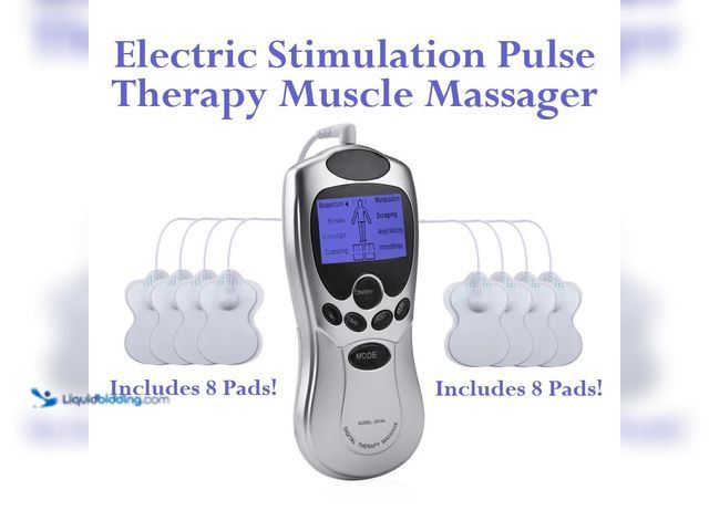 Lot 49-3435005 - Electric Stimulation Pulse Therapy Muscle Massager Tens Unit with 8 Pads - NEW - Electronic pulses s...