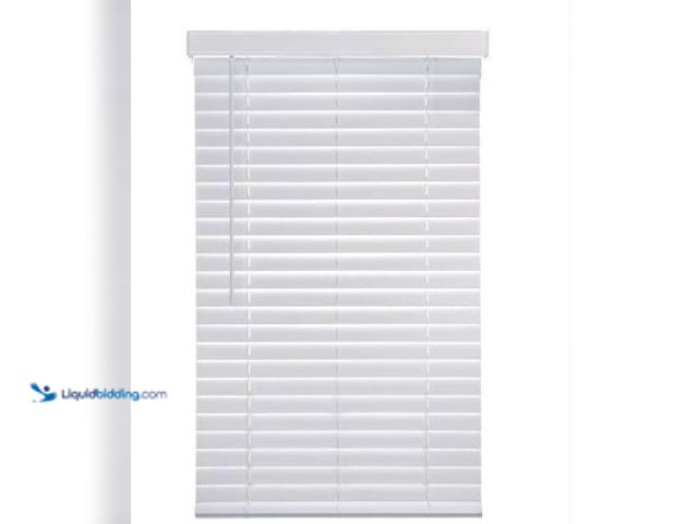 Lot 49-3612887 - Home Decorators Collection White Cordless Faux Wood Blinds for Windows with 2 in. Slats - 46.75 in. ...