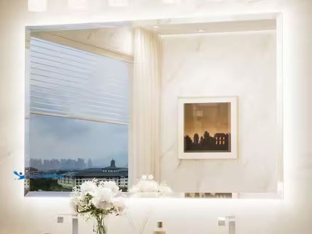 Lot 49-1572037 - KeonJinn 55 in. W x 36 in. H Beveled Frameless LED Lighted Bathroom Vanity Mirror with Light with Ba...