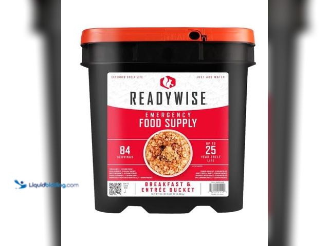 Lot 49-1569682 - ReadyWise Emergency Food Supply - 84 Servings Breakfast & Entrée Bucket, Protein Meals, Dehydrated &...