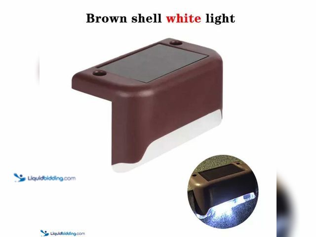Lot 49-5388243 - Lot of 4 Solar Waterproof Deck Rail/Step Lights - Brown Shell with Cool White Light - NEW -&nbsp; Di...