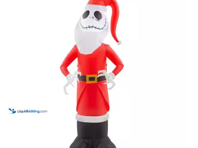Lot 49-1542689 - Disney 4 ft. Inflatable Jack Skellington as Santa, Model # 117679, Slightly used, Tested works.  Ref...