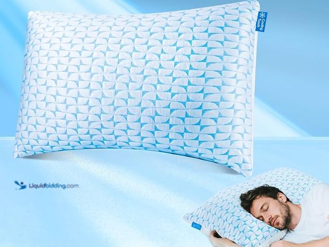 Lot 49-1570289 - QUTOOL Firm Cooling Pillow Shredded Memory Foam(Adjustable Loft), Supportive Gel Pillow for Side, Ba...