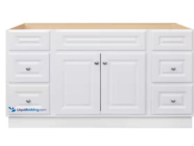Lot 49-1623192 - Glacier Bay Hampton 60 in. Bathroom Vanity Cabinet without Top in White (Assembled), Model # HWH60D,...