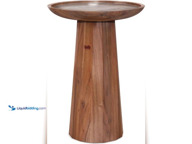 Lot 49-3514431 - SIMPLIHOME Dayton SOLID ACACIA WOOD 13 inch Wide Round Contemporary Wooden Accent Table in Light Cog...