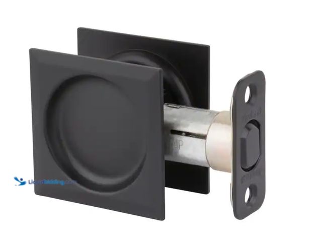 Lot 49-3613813 - Lot of (2) Kwikset Matte Black Square Hall/Closet Pocket Door Lock, Model # 334514SQTPCKTDR, Unused ...