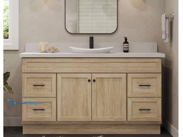 Lot 49-1599633 - Glacier Bay Canfield 60 in. W x 21 in. D x 33.5 in. H Bath Vanity Cabinet without Top in Sandstone F...