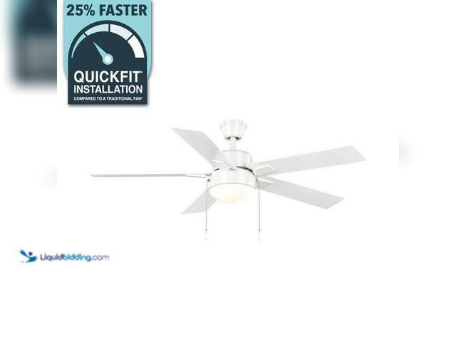 Lot 49-5409132 - Hampton Bay
52 in. Corwin Indoor/Outdoor Matte White LED Ceiling Fan with Light Kit Unused