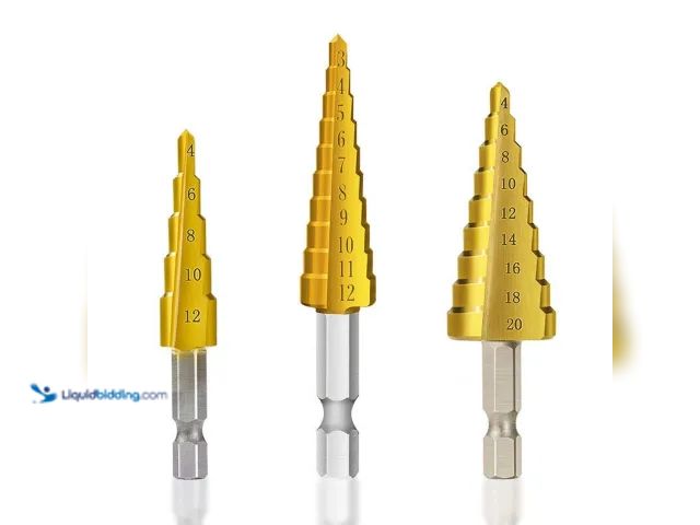 Lot 49-3481292 - Titanium Nitride Coated Steel Step Quick Change 3Pcs Drill Bit Set 1/4 Shank with Case - NEW - This ...