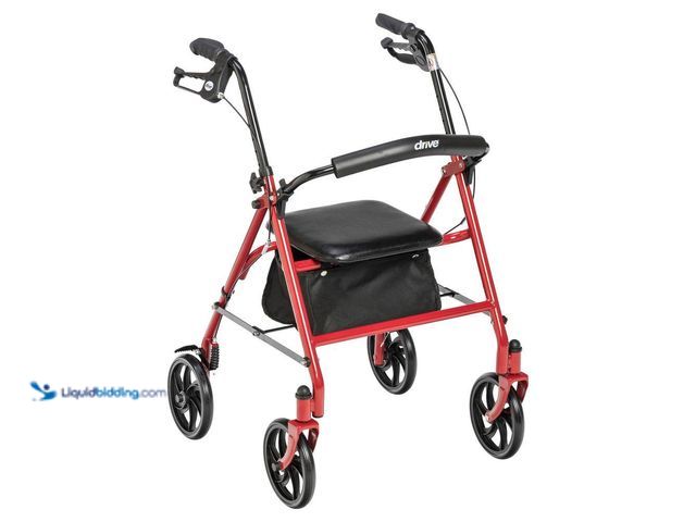 Lot 49-5484846 - Drive Medical
Four Wheel Rollator Rolling Walker with Fold Up Removable Back Support, Red Unused