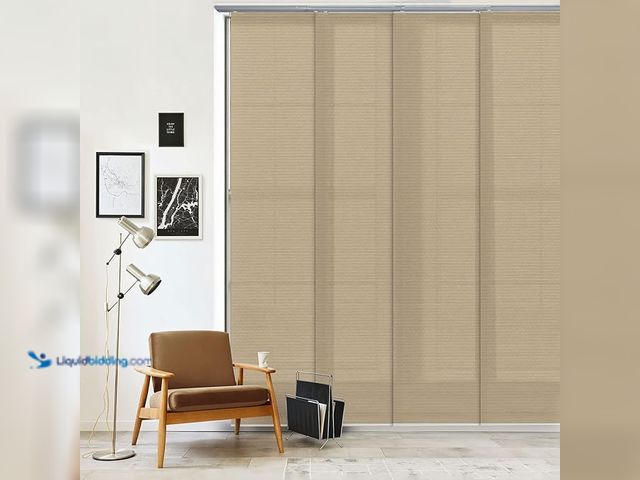 Lot 49-1510866 - GoDear Design Deluxe Adjustable Sliding Panel Track Blind 45.8"- 86" W x 96" H, Extendable 4-Rail Sl...