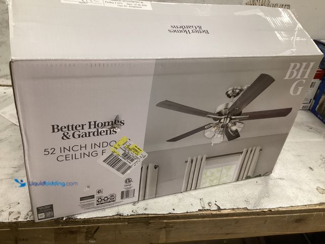 Lot 49-5551795 - Better Homes & Gardens 52" Nickel Transitional Ceiling Fan, 5 Reversible Blade, 3 LED Bulbs Included...