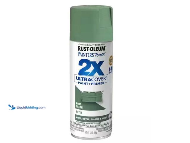 Lot 49-2020983 - Lot of (6). Rust-Oleum Painter's Touch 2X 12 oz. Satin Moss Green General Purpose Spray Paint, Model...