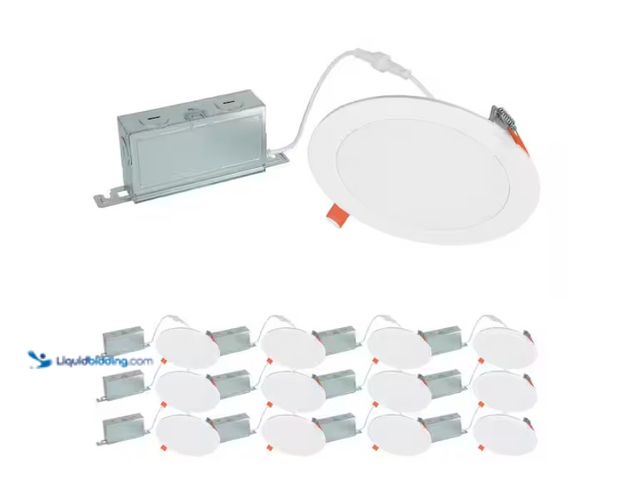 Lot 49-1622831 - HALO HLBSL 6 in. Adjustable CCT Canless Integrated LED Recessed Light, 900 Lumens, 5CCT, White (12-P...