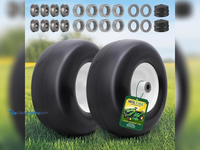 Lot 49-5463641 - 13x6.50-6 Lawn Mower Tires Flat Free Tire and Wheel with Rim, Solid Smooth Rubber for Zero-Turn Mowe...