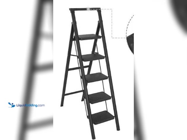 Lot 49-5461048 - Tatayosi 5 Step Ladder Steel Folding Step Stool Ladder with Tool Box,330 lbs. Load Capacity (6.72 ft...