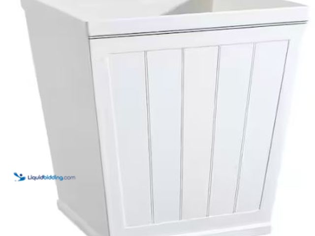 Lot 49-1518172 - Vigoro 20 in. Eden Large White Resin Square Planter (20 in. L x 20 in. W x 20 in. H) Model # HD1114-...