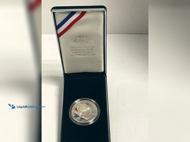 Lot 49-910565 - Official 1990 United States Eisenhower Centennial Proof Silver Dollar issued by the U.S. Mint to com...
