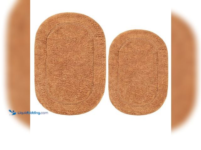 Lot 49-1558939 - Superior Non-Slip 2 Piece Bath Rug Set, Ultra Plush, Soft and Absorbent 100% Combed Cotton Pile - Tr...