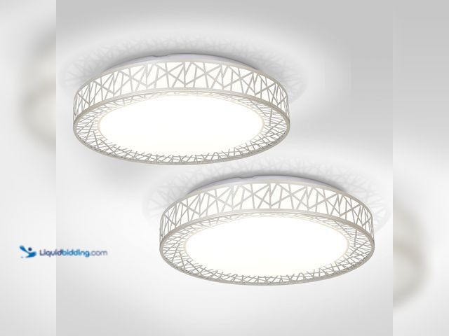 Lot 49-5477811 - ASD 18 Inch LED Flush Mount Ceiling Light Fixture for Bedroom, 35W 1992LM 5CCT 2700K-5000K, Dimmable...