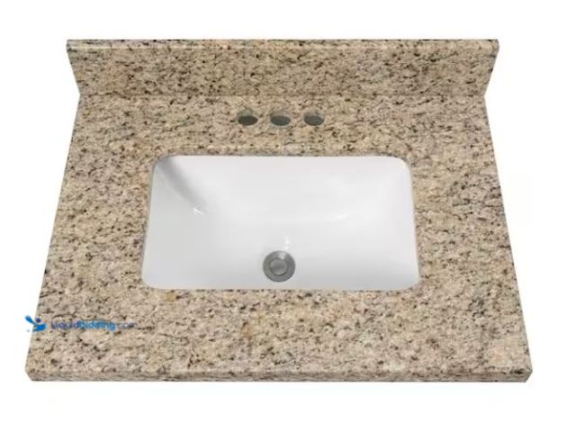 Lot 49-5579993 - Home Decorators Collection 25 in. W x 19 in D Granite White Rectangular Single Sink Vanity Top in Be...